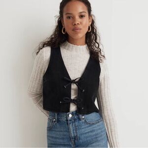 Madewell Denim Tie-Front Cropped Vest